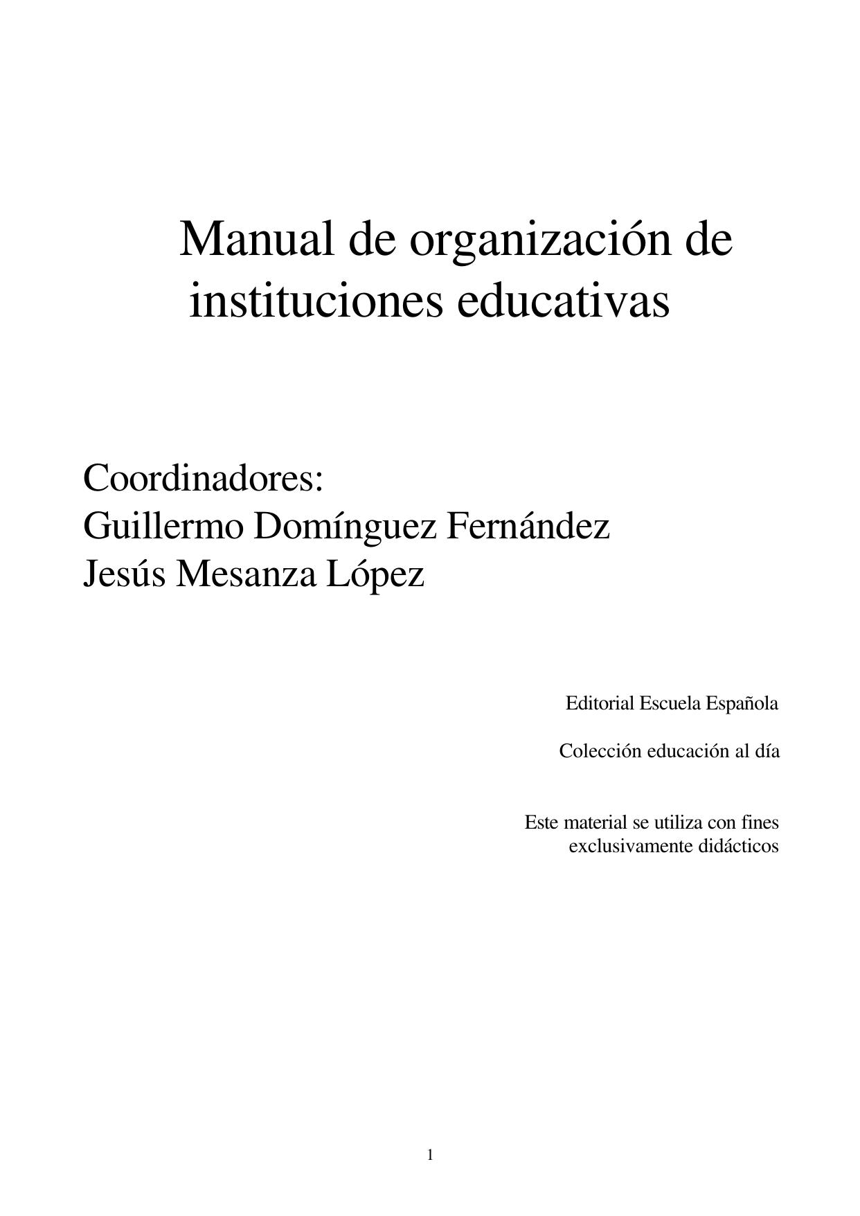 Manual de organizacion de instituciones educativas